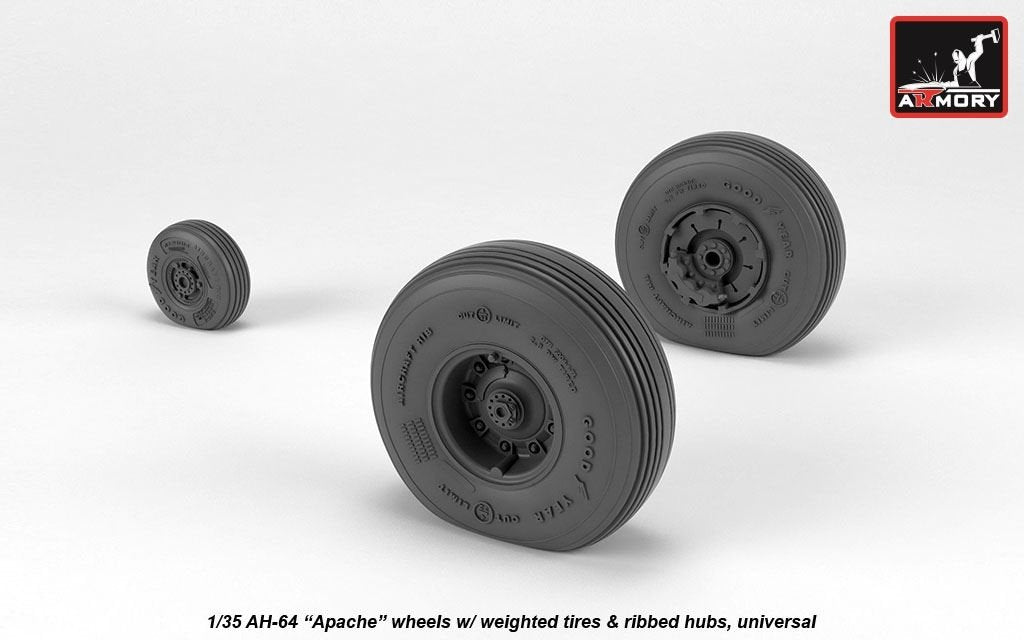 Roues Armory Models AW35305 AH-64 Apache avec pneus lestés, moyeux nervurés 1/35
