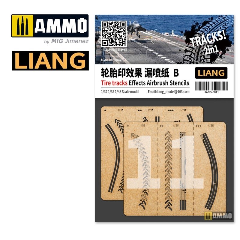 Pochoirs pour aérographe Liang 0011 Effets de traces de pneus B