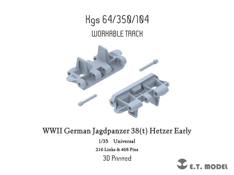 ET Model P35-008 Jagdpanzer 38(t) Hetzer allemand de la Seconde Guerre mondiale, chenilles fonctionnelles (impression 3D), échelle 1/35