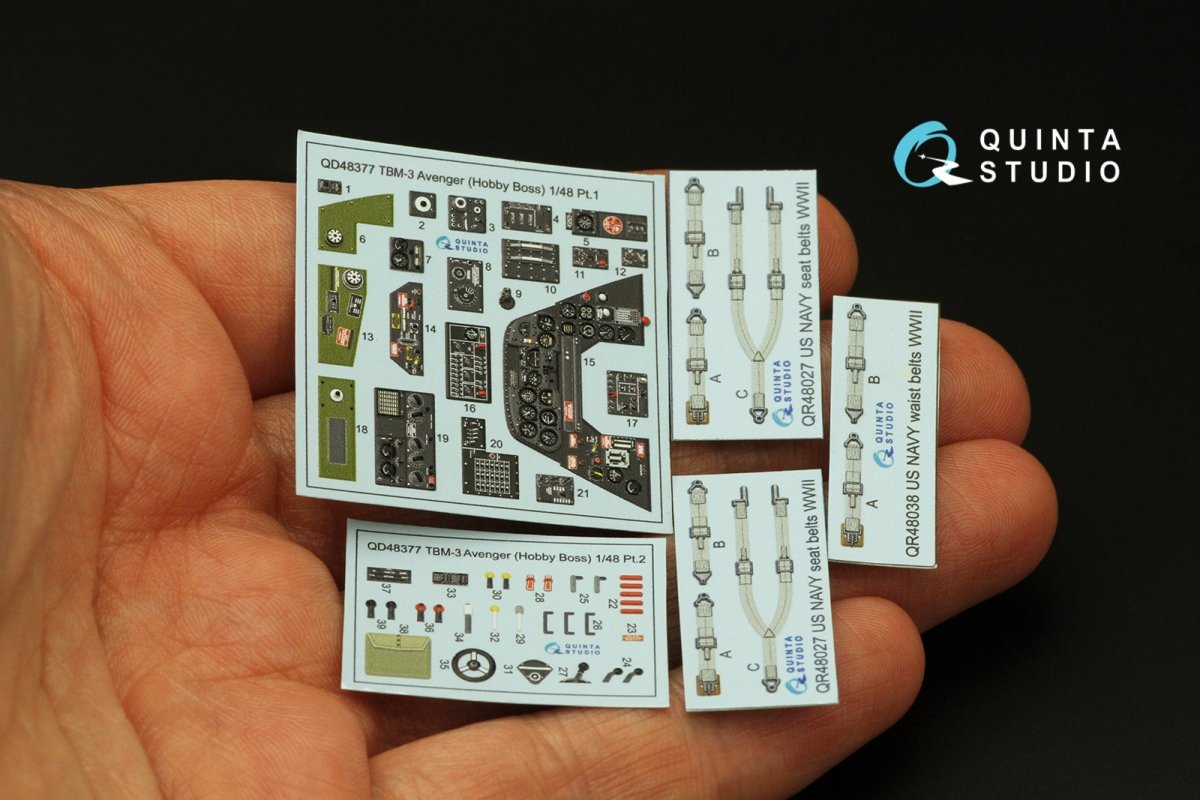Intérieur imprimé en 3D et coloré sur papier décalcomanie Quinta Studio QD48377 TBM-3 Avenger (Hobby Boss) 1/48 – immagine 7