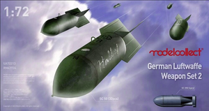 Modelcollect UA72213 Ensemble d&amp;#39;armes de la Luftwaffe allemande de la Seconde Guerre mondiale 2 (SC50x32 et SC250x4) 1/72