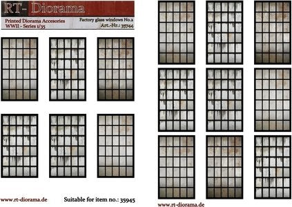 Accessoires imprimés RT-Diorama 35744 : Vitrages d'usine n° 2 1/35