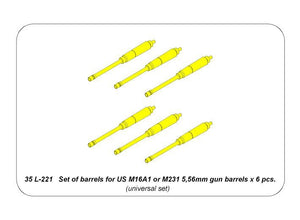 Aber 35L-221 Jeu de 6 canons pour fusil américain M16A1 ou M231 de calibre 5,56 mm. Échelle 1/35. – Bild 6