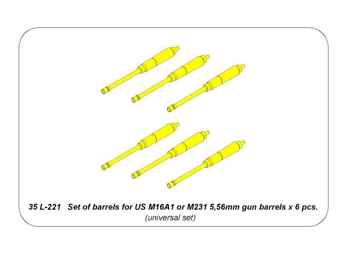 Aber 35L-221 Jeu de 6 canons pour fusil américain M16A1 ou M231 de calibre 5,56 mm. Échelle 1/35. – Bild 6