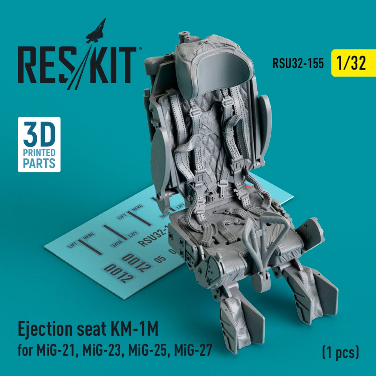 RESKIT RSU32-0155 Siège éjectable KM-1M pour MiG-21, MiG-23, MiG-25, MiG-27 (1 pièce) (imprimé en 3D) 1/32