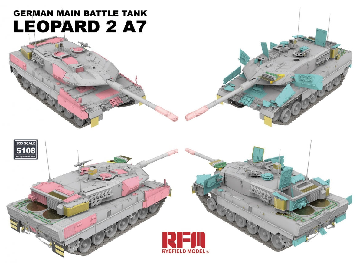 Maquette Rye Field 5108 Leopard 2 A7 Char de combat principal allemand au 1/35 – immagine 7