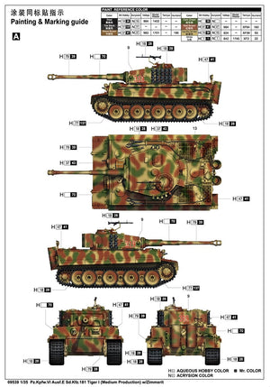 Trumpeter 09539 Pz.Kpfw.VI Ausf.E Sd.Kfz.181 Tiger I (production moyenne) avec Zimmerit 1/35  – immagine 2