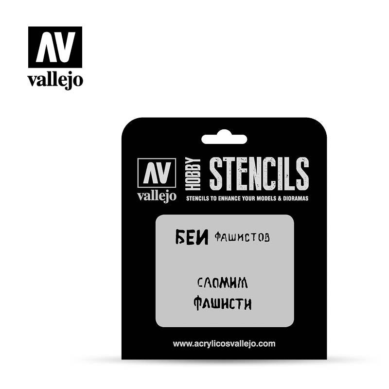 Pochoir Vallejo ST-AFV004 Slogans soviétiques Seconde Guerre mondiale N1 1/35
