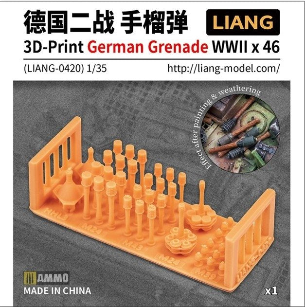 Liang 0420 Grenade allemande imprimée en 3D Seconde Guerre mondiale x 46 1/35