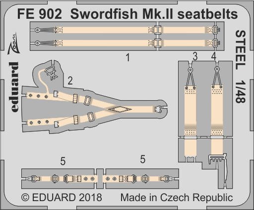 Eduard FE902 Swordfish Mk. II seatbelts STEEL TAMIYA 1/48