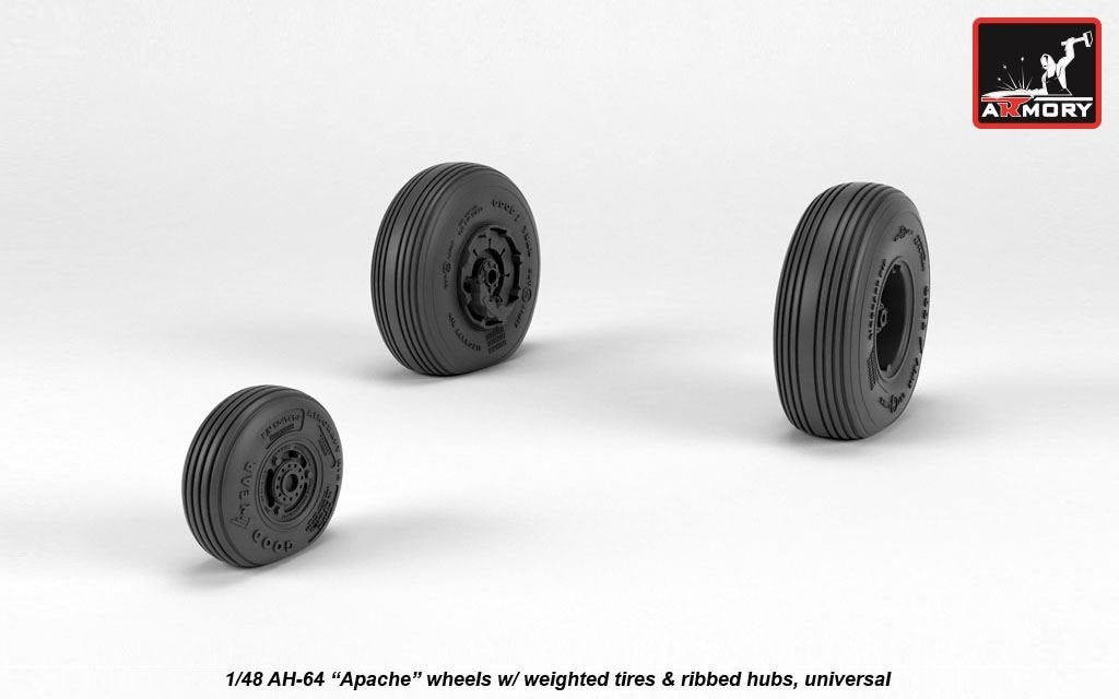 Roues Armory Models AW48331 AH-64 Apache avec pneus lestés, moyeux nervurés 1/48 – image 2