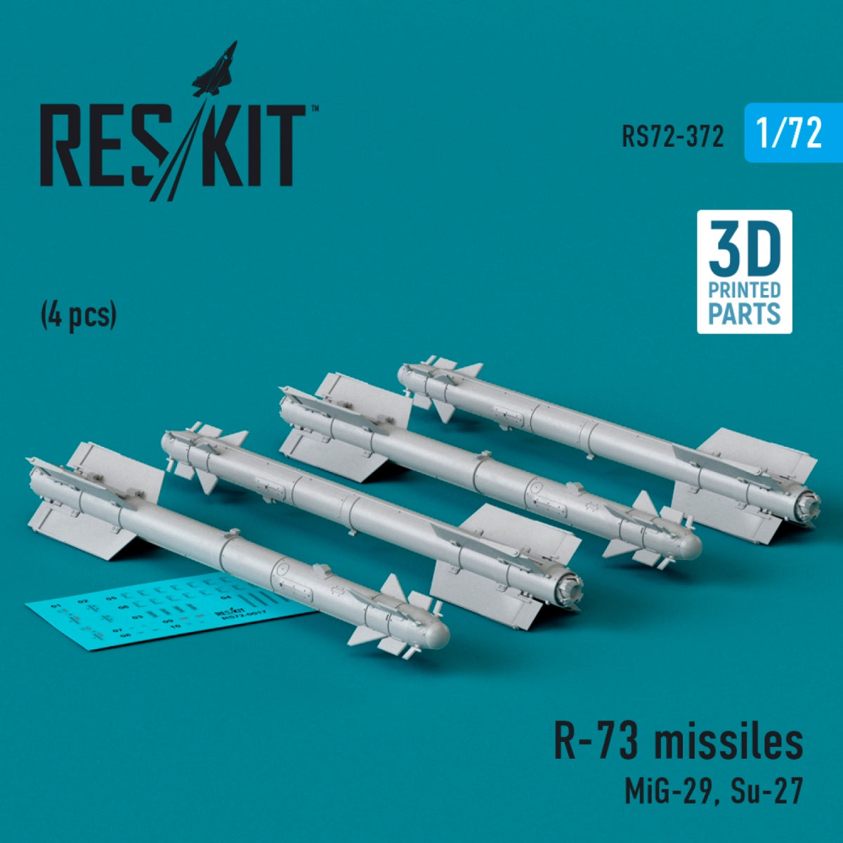 Missiles RESKIT RS72-0372 R-73 (4 pièces) (Impression 3D) 1/72