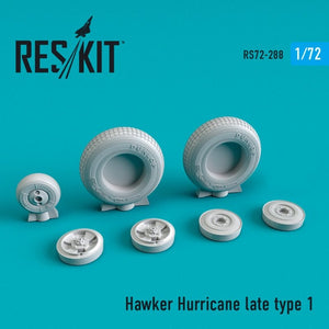 RESKIT RS72-0288 Jeu de roues Hawker Hurricane type tardif 1 1/72