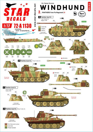 Star Decals 72-A1130 Windhund n° 2. Panthers du Pz-Regiment 24 1/72