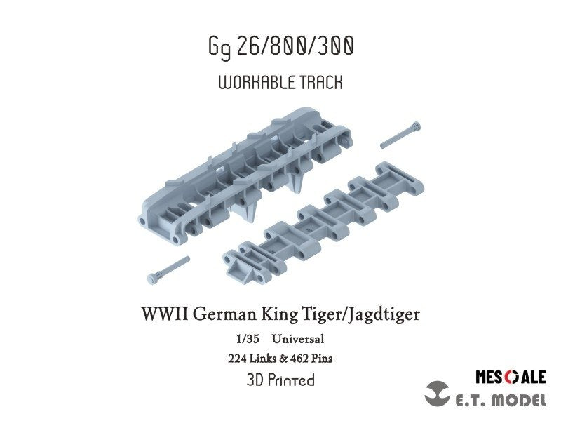 ET Model P35-012 Chenilles fonctionnelles pour King Tiger/Jagdtiger allemand de la Seconde Guerre mondiale (impression 3D) à l'échelle 1/35