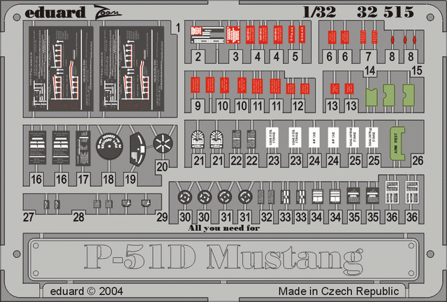 Plaques Eduard 32515 P-51D 1/32