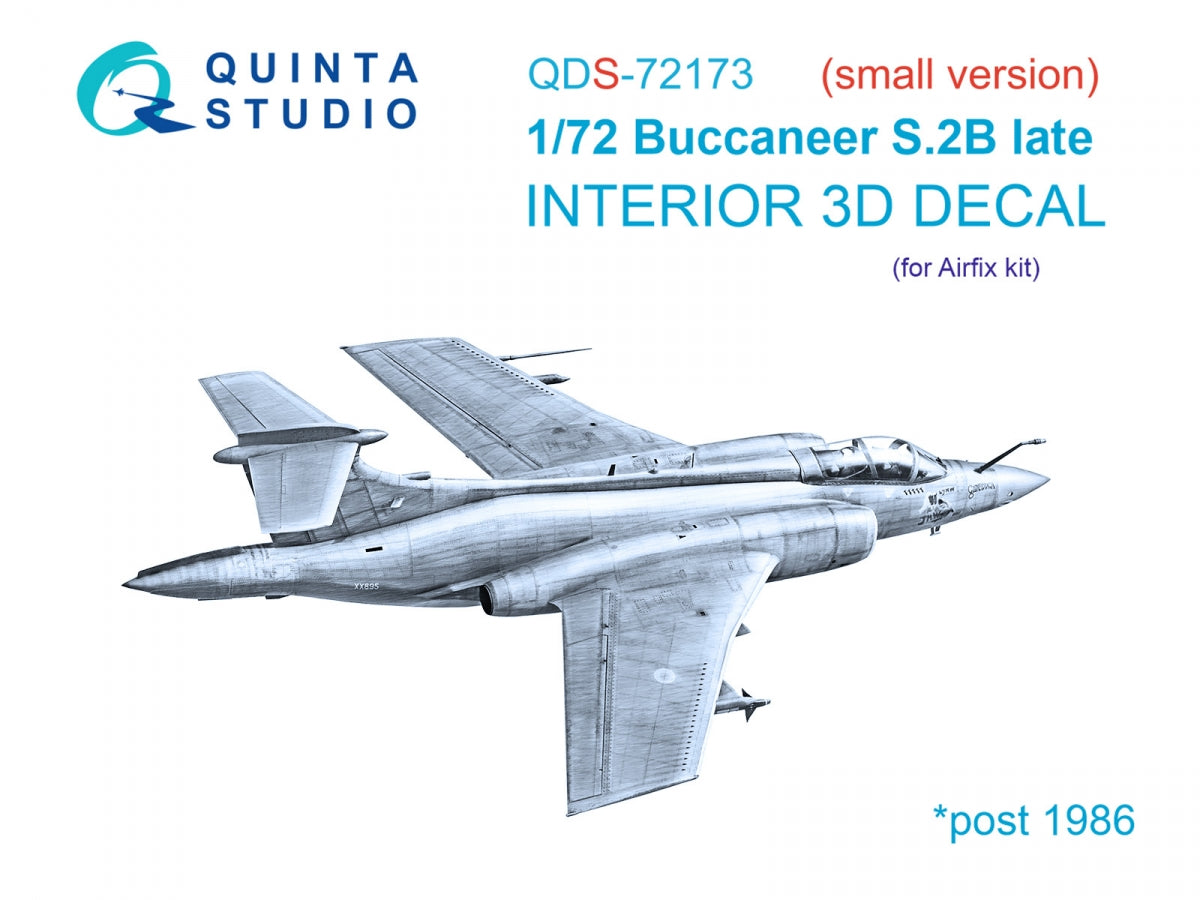 Quinta Studio QDS-72173 Blackburn Buccanneer S.2B Late 3D-Printed &amp; colored Interior on decal paper (Airfix) (small version) 1/72