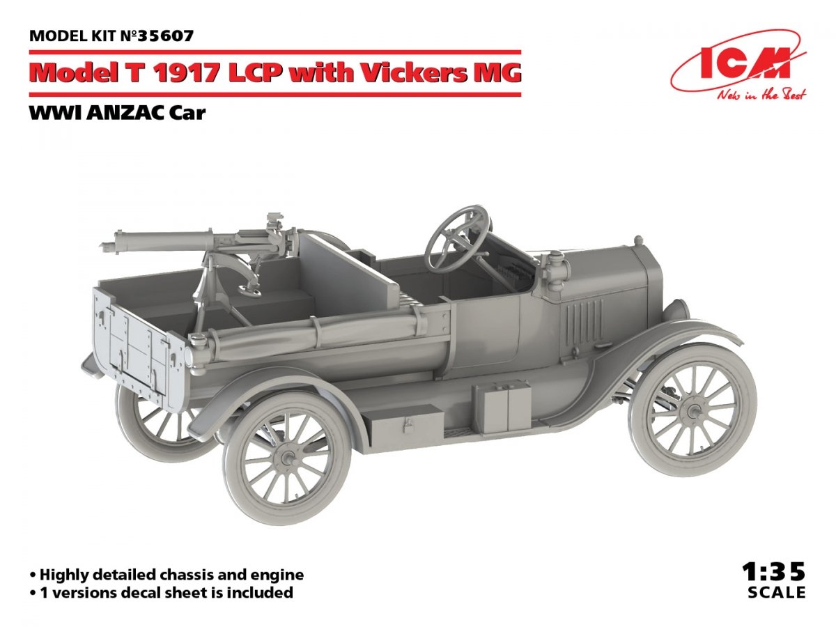ICM 35607 Voiture ANZAC de la Première Guerre mondiale, modèle T 1917 LCP avec mitrailleuse Vickers MG 1/35