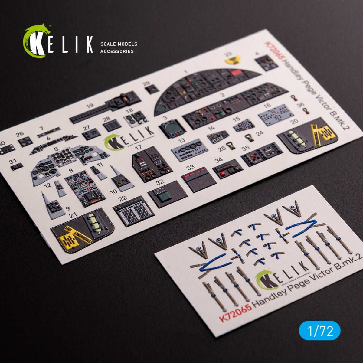 Décalcomanies 3D intérieures KELIK K72065 pour maquette Airfix au 1/72 du Handley Page Victor B Mk2