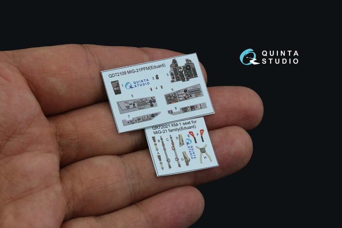 Quinta Studio QD72109 MiG-21PFM Panneaux gris Intérieur imprimé en 3D et coloré sur papier décalcomanie (Eduard) 1/72 – image 4
