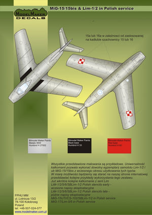 Décalcomanies ModelMaker D48023 MiG-15/15bis et Lim-1/2 en service polonais – image 5