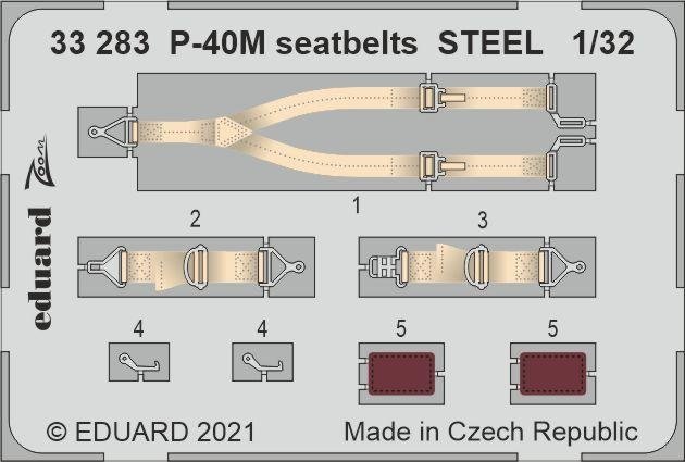 Ceintures de sécurité Eduard 33283 P-40M, acier, trompette, échelle 1/32