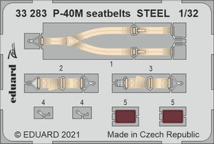 Ceintures de sécurité Eduard 33283 P-40M, acier, trompette, échelle 1/32