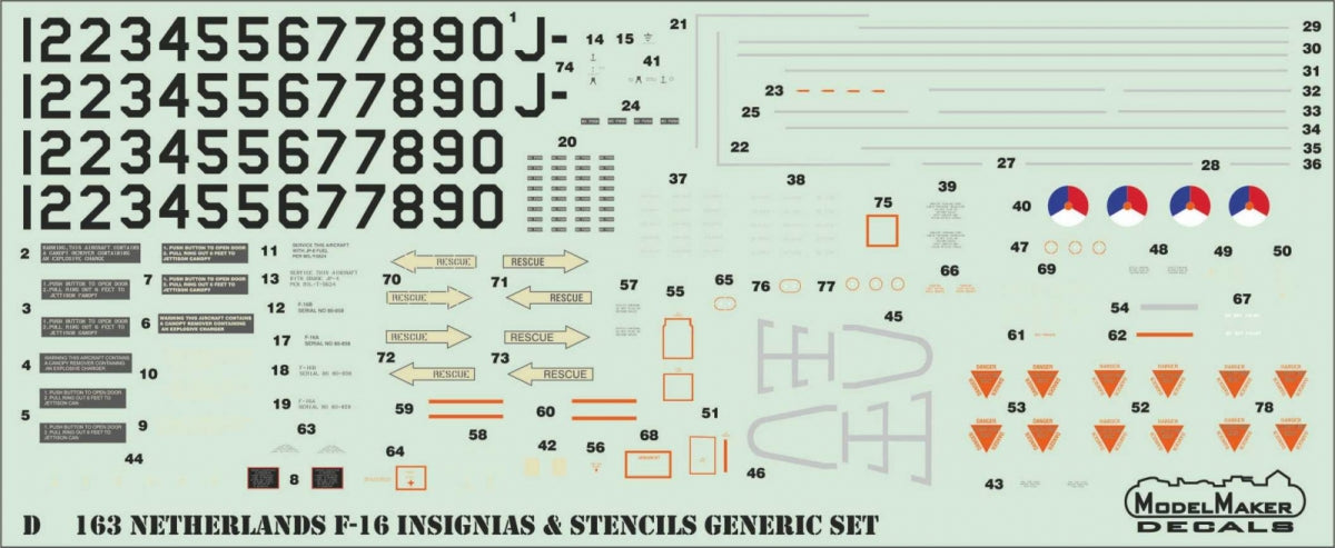 ModelMaker Decals D48160 Démo néerlandais F-16 1994 1/48  – image 3