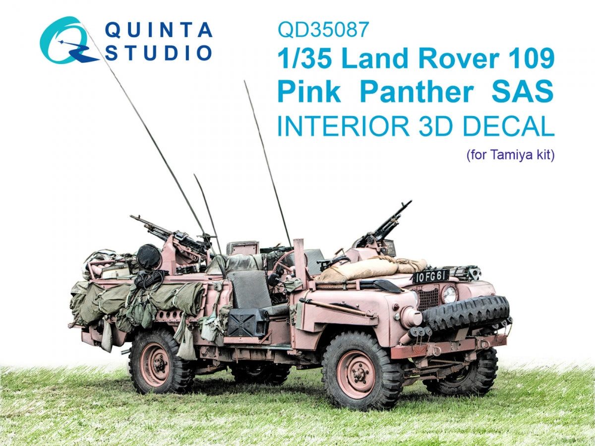 Intérieur imprimé en 3D et coloré sur papier décalcomanie Quinta Studio QD35087 Land Rover 109 Pink Panther SAS (Tamiya) 1/35