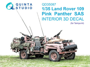 Intérieur imprimé en 3D et coloré sur papier décalcomanie Quinta Studio QD35087 Land Rover 109 Pink Panther SAS (Tamiya) 1/35