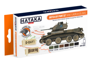 Kit de peinture Hataka HTK-CS22 pour véhicules blindés britanniques (couleurs européennes de la Seconde Guerre mondiale) (6 x 17 ml)