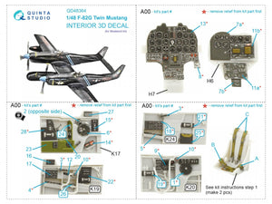 Intérieur imprimé en 3D et coloré sur papier décalcomanie Quinta Studio QD48364 F-82G Twin Mustang (Modelsvit) 1/48 – image 11