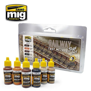 AMMO de Mig Jimenez 7471 Railway Fast Method Paint Set 6x17ml