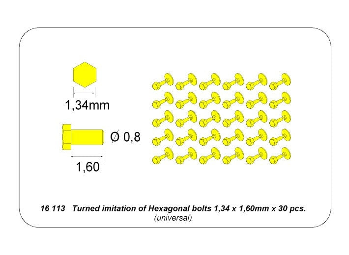 Boulons hexagonaux tournés Aber 16113 (1,34 x 1,60 mm) x 30 pièces – image 4