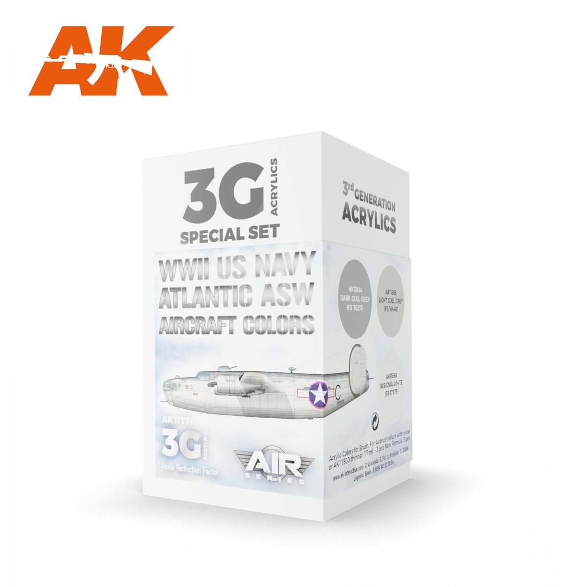 AK Interactive AK11731 Couleurs des avions de lutte anti-sous-marine de l'US Navy de la Seconde Guerre mondiale 3 x 17 ml