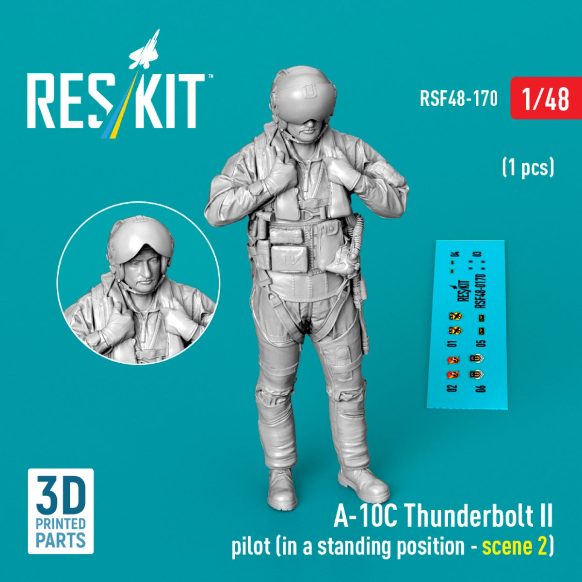 RESKIT RSF48-0170 A-10C Thunderbolt II pilot (in a standing position - scene 2) (1 pcs) (3D Printed) 1/48