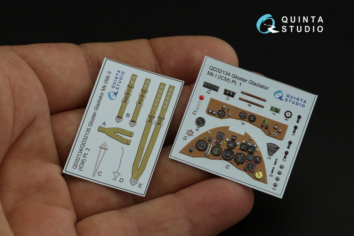 Intérieur imprimé en 3D et coloré sur papier décalcomanie (ICM) Quinta Studio QD32134 Gloster Gladiator Mk I 1/32 – immagine 5