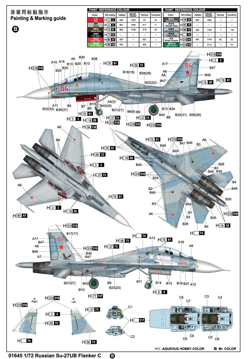 Trumpeter 01645 Chasseur russe Su-27UB Flanker C (1/72) – image 4