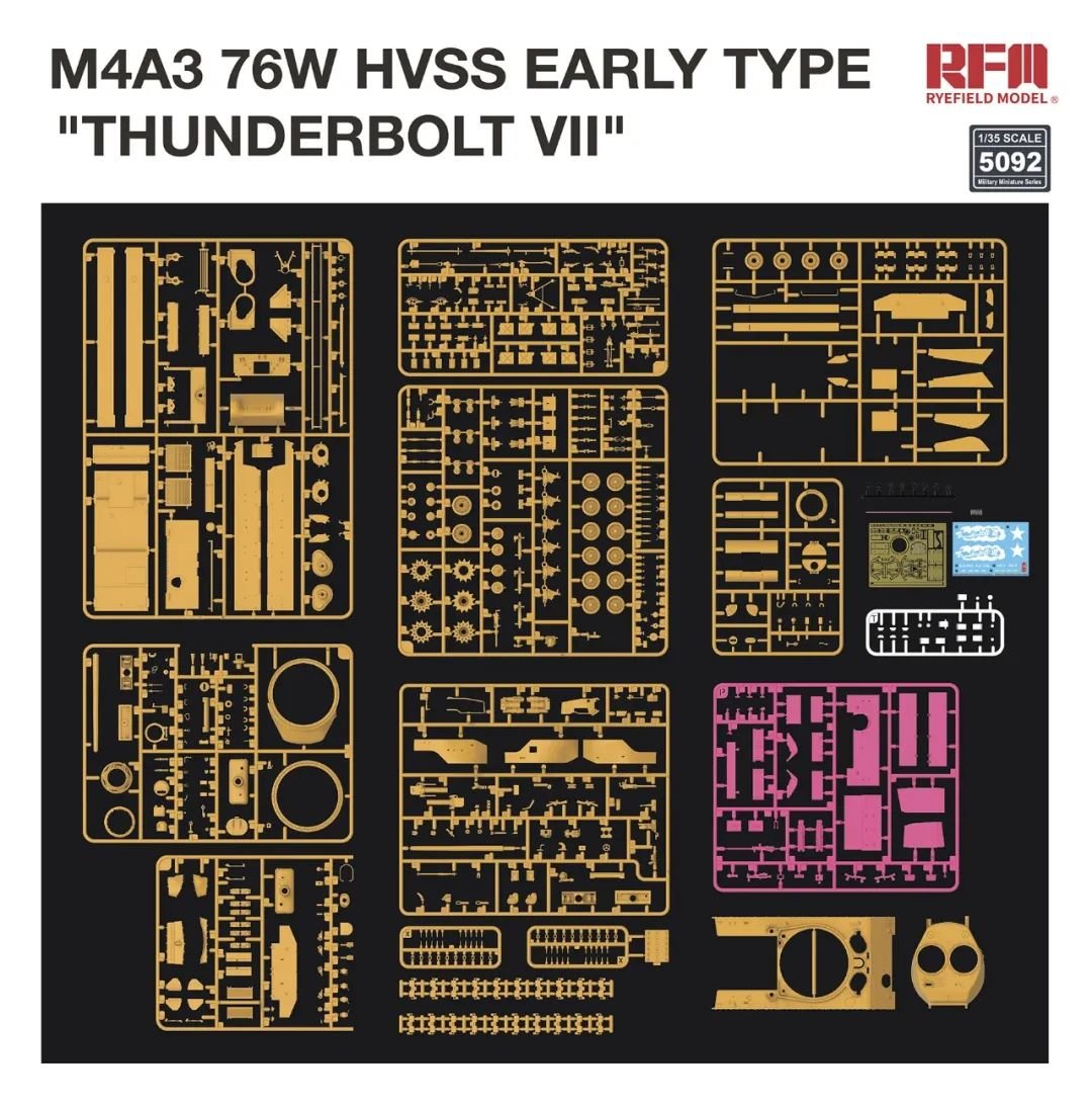Maquette Rye Field 5092 M4A3 76W HVSS Type précoce « Thunderbolt VII » 1/35 – Bild 3