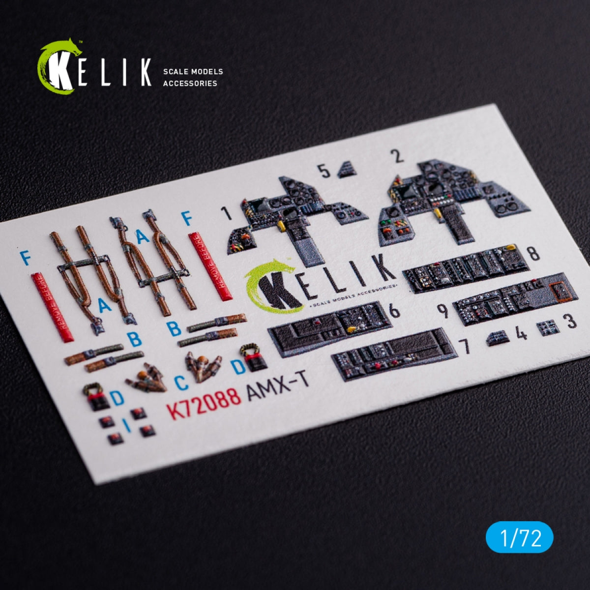 Décalcomanies 3D intérieures KELIK K72088 AMX-T pour maquette Italeri au 1/72