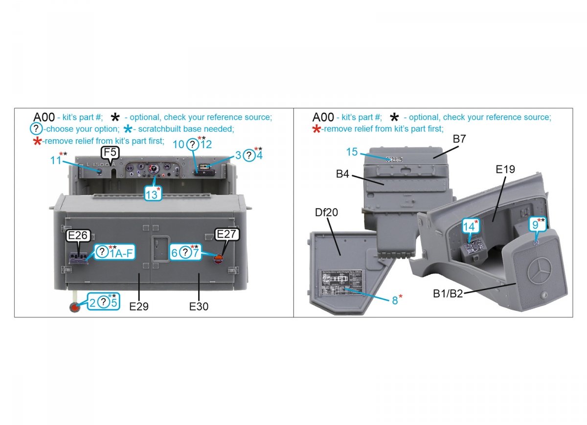 Intérieur imprimé en 3D et coloré sur papier décalcomanie Quinta Studio QD35071 Mercedes-Benz L1500A (MiniArt) 1/35  – immagine 5
