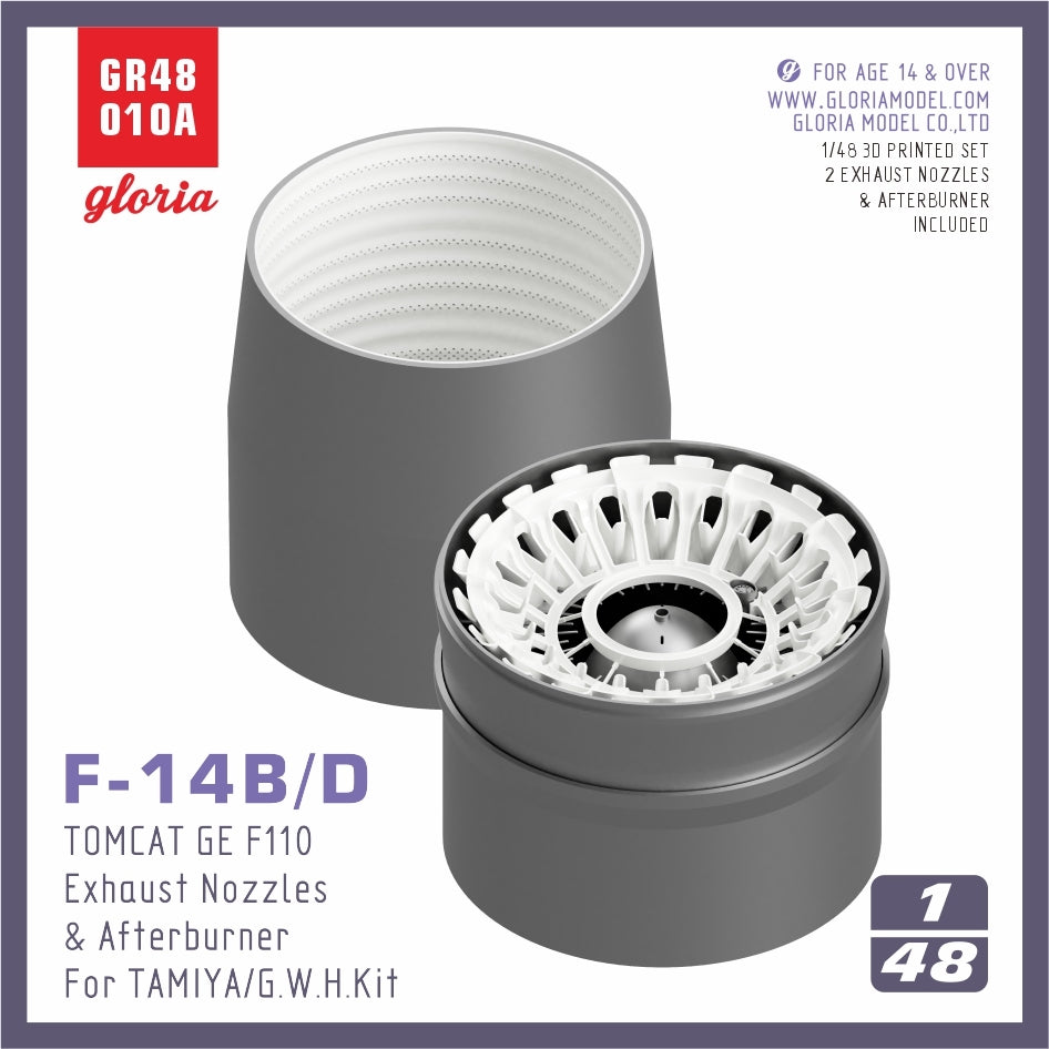 Gloria GR48010A F-14B/D F110-GE-400 Tuyère d&amp;#39;échappement et postcombustion OUVERTES TAMIYA/GWH 1/48  – Bild 2