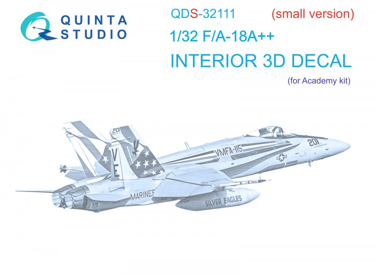 Intérieur imprimé en 3D et coloré sur papier décalcomanie Quinta Studio QDS-32111 F/A-18A++ (Academy) (Petite version) 1/32