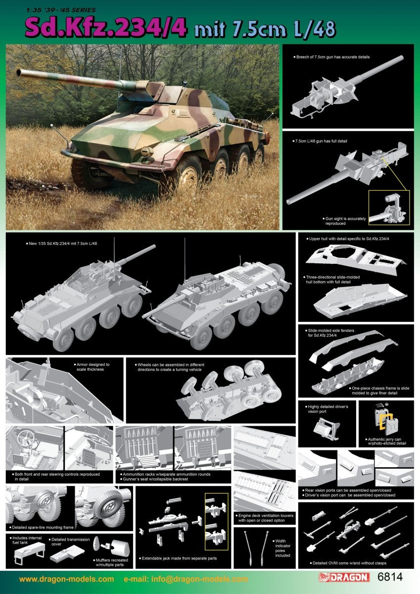 Dragon 6814 Sd.Kfz.234/4 avec 7,5 cm L/48 (1/35) – imagen 2