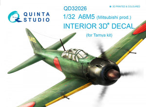 Intérieur imprimé en 3D et coloré sur papier décalcomanie Quinta Studio QD32026 A6M5 (prod. Mitsubishi) 1/32