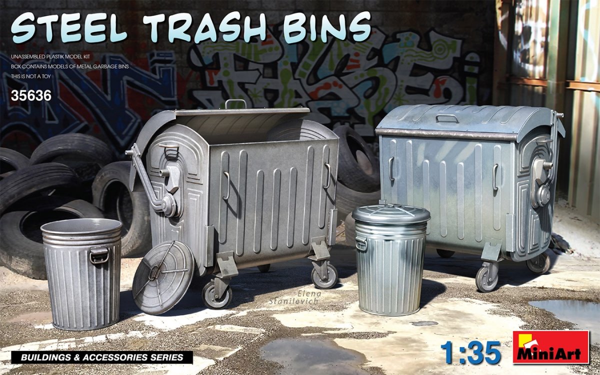 Miniart 35636 POUBELLES EN ACIER 1/35
