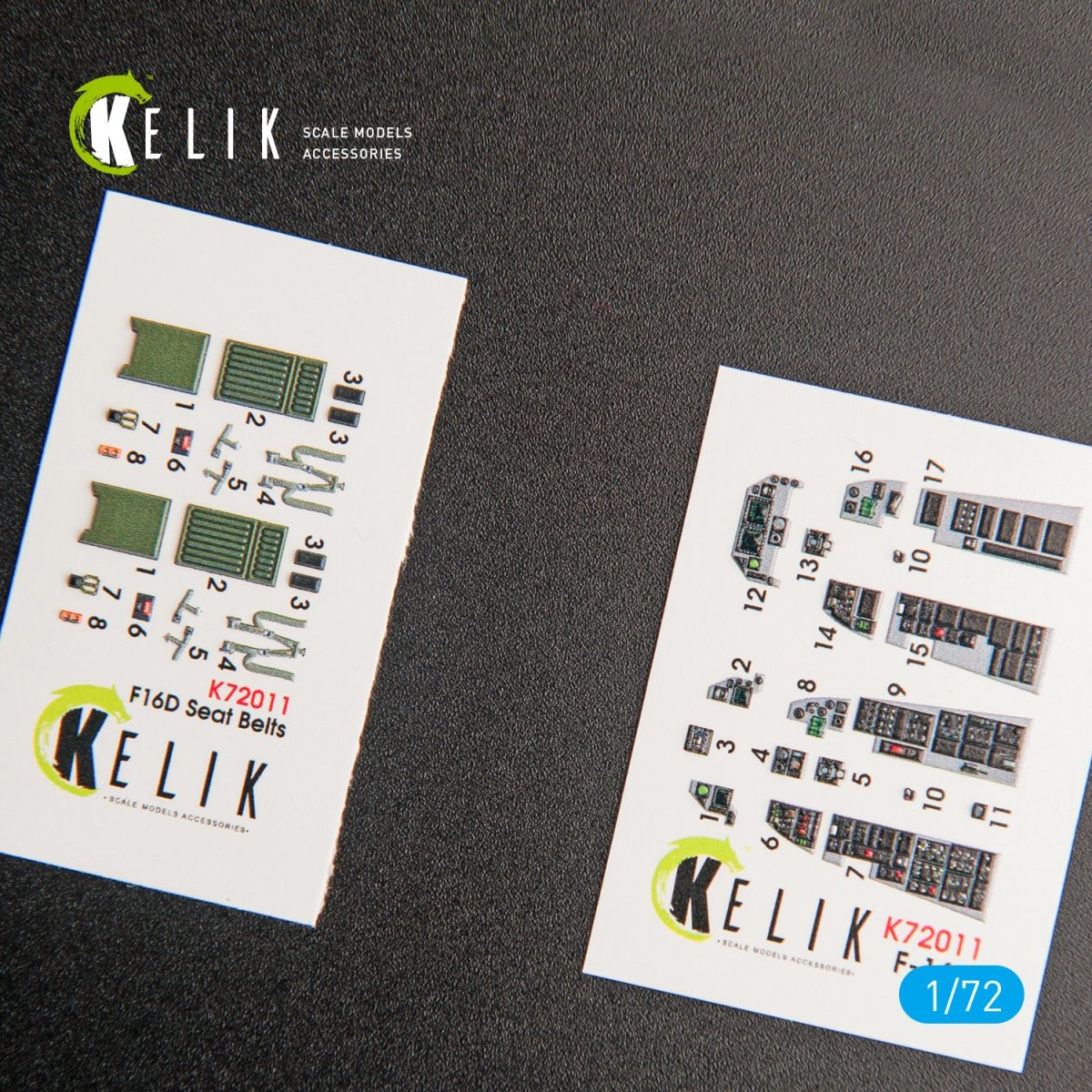KELIK K72011 F-16D "FIGHTING FALCON" INTERIOR 3D DECALS FOR KINETIC KIT 1/72