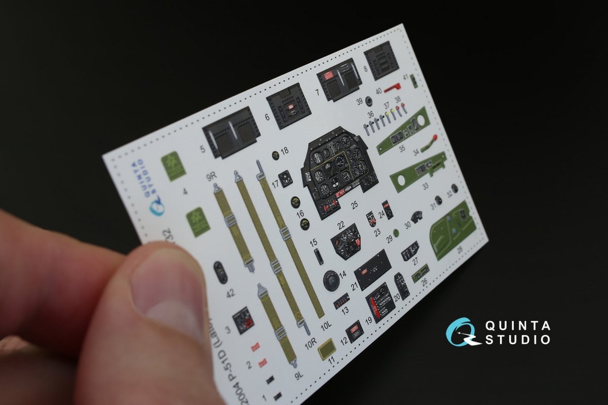 Intérieur imprimé en 3D et coloré sur papier décalcomanie Quinta Studio QD32004 P-51D (version tardive) (pour maquette Tamiya) 1/32  – image 4