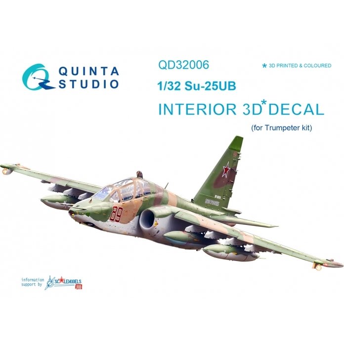 Quinta Studio QD32006 Su-25UB 3D-Printed &amp; colored Interior on decal paper (for Trumpeter kit) 1/32