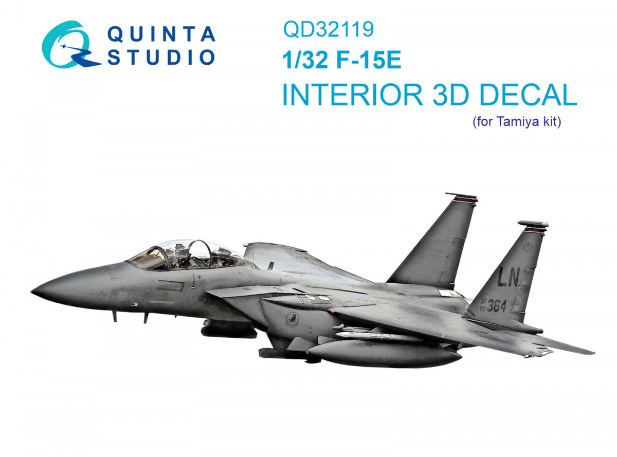 Intérieur imprimé en 3D et coloré sur papier décalcomanie Quinta Studio QD32119 F-15E (Tamiya) 1/32